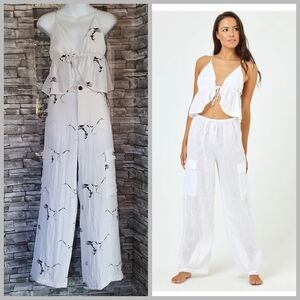 L'Space 2 Piece Resort Outfit Wide-leg Pants & Tank Top Crop Backless Medium